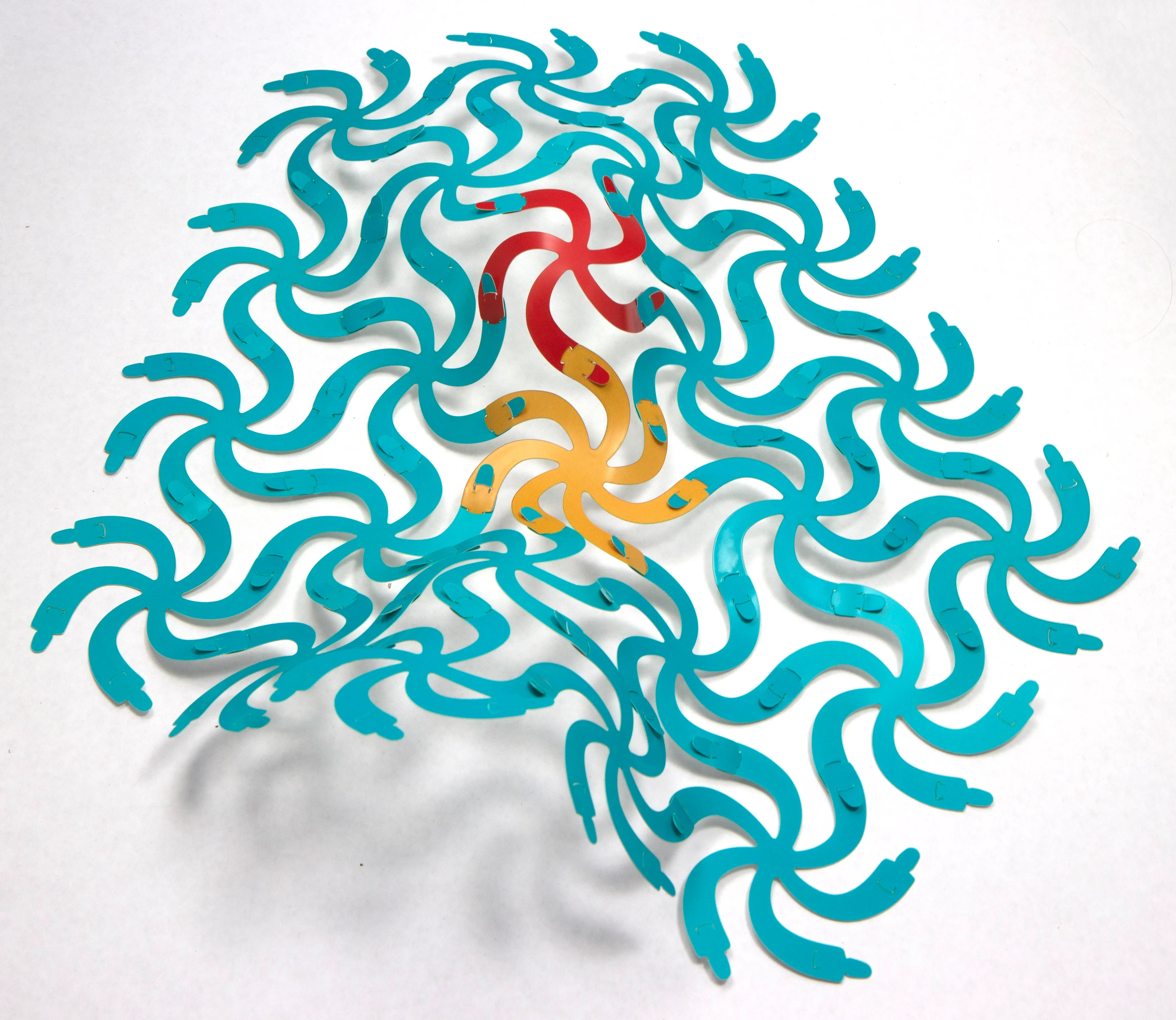 Curvahedra flat surface,  Gaussian curvature zero, showing how pieces assemble into a planar sheet