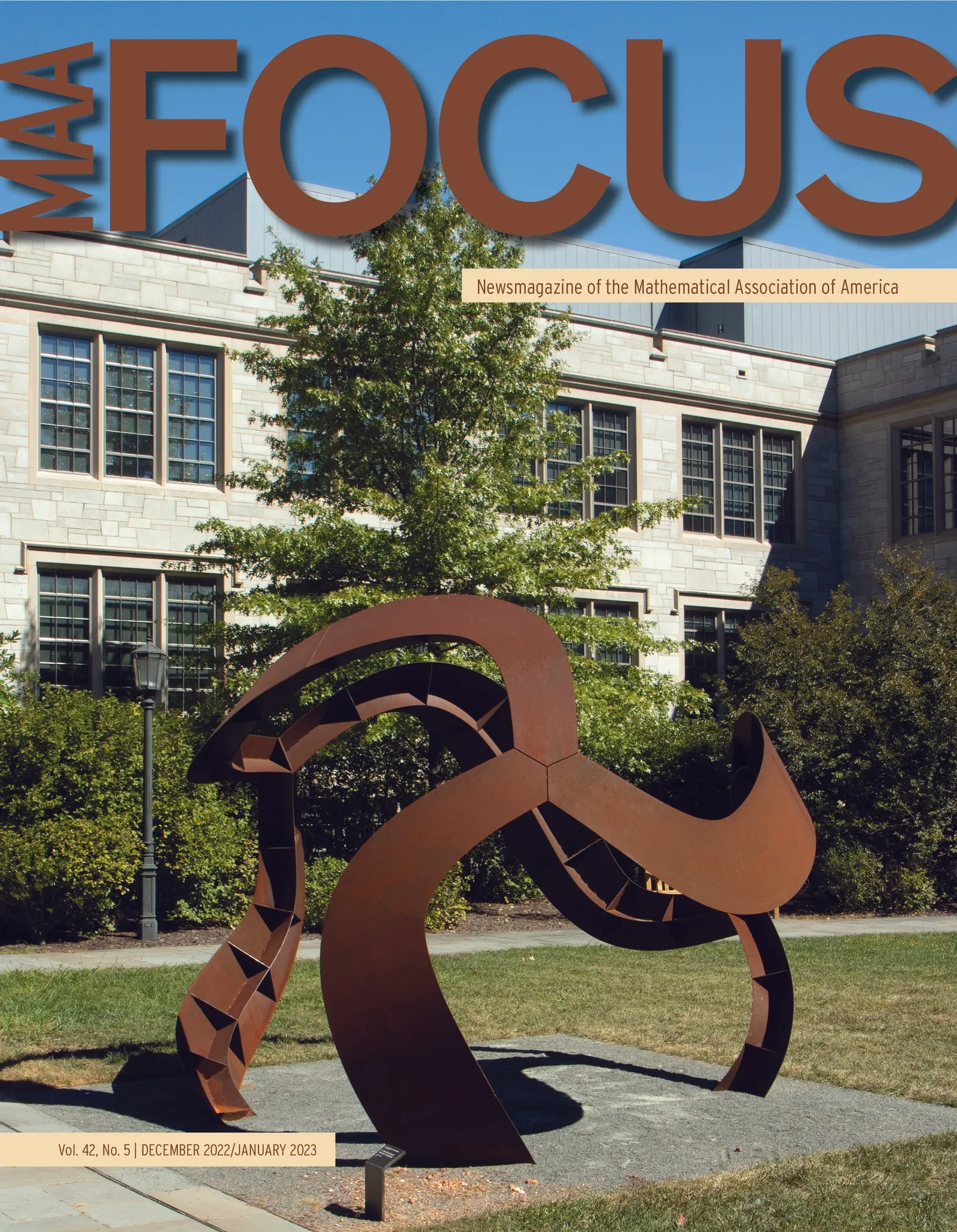 MAA Focus magazine cover, December 2022 / January 2023, featuring the Gearhart Hall Curvahedra