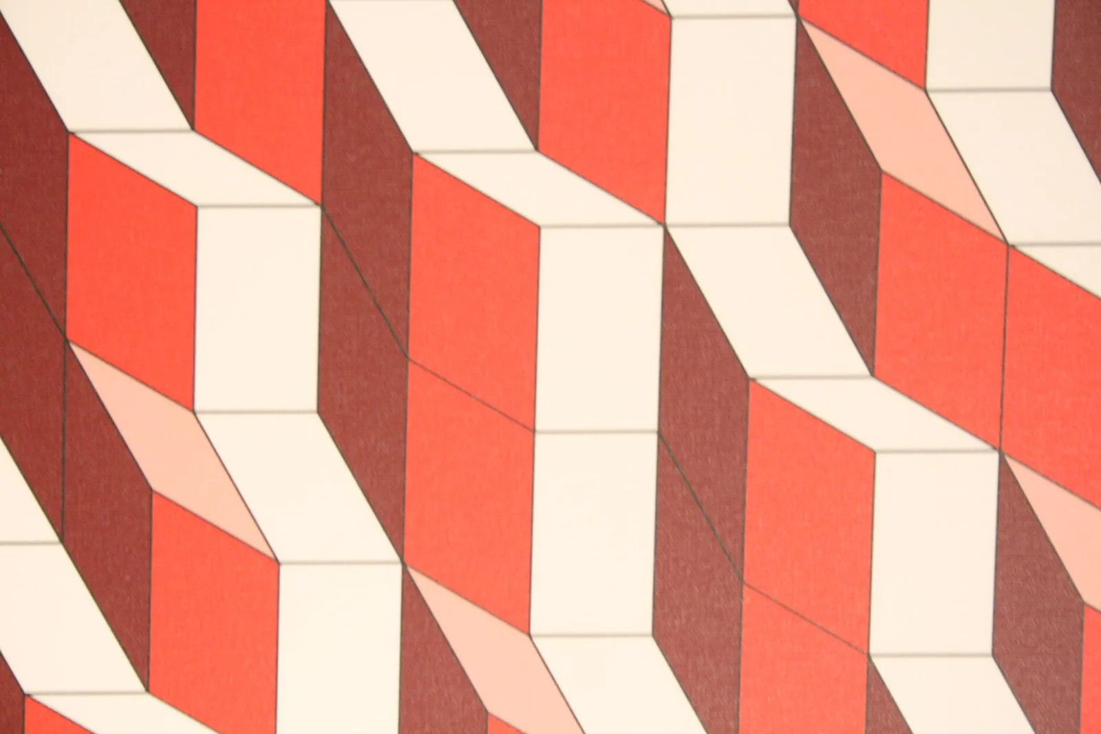 Projection tiling print in red and white